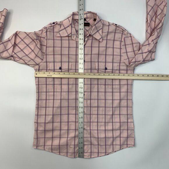 Ben Sherman Shirt Mens M Medium Pink Purple Button Up Windowpane Plaid Cotton - Picture 6 of 13